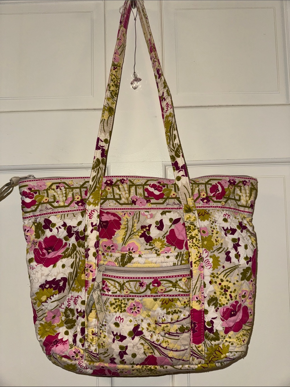 Vera Bradley Pink & Green Floral Quilted Tote